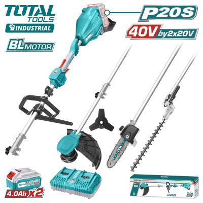 Триммер-кусторез аккумуляторный 3 насадки TOTAL TSTLI2040386