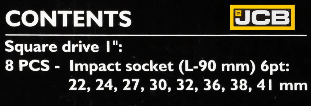 Набор глубоких ударных головок 8 пр. 1'' 22-41 мм 6-гр JCB JCB-8081-5MPB