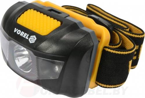 Фонарик налобный 1+2LED, 100lm, 1.5V, 3хААА Vorel 88675