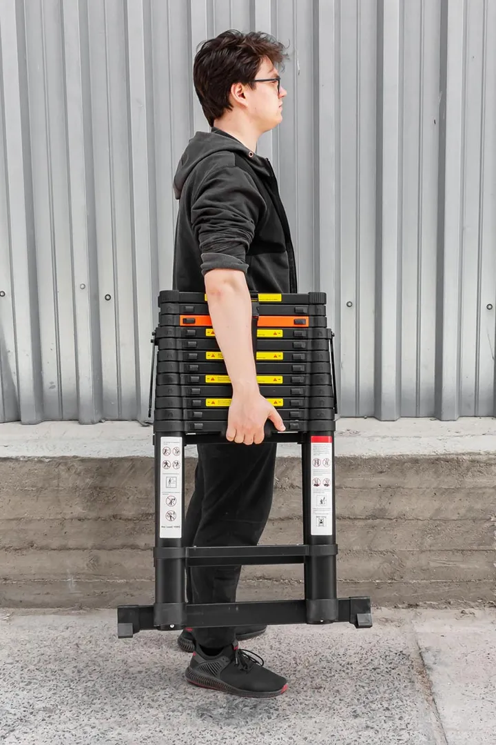 Стремянка телескопическая алюминевая бытовая 3,8 м, 13+13 ступ. RockForce RF-UP380-2