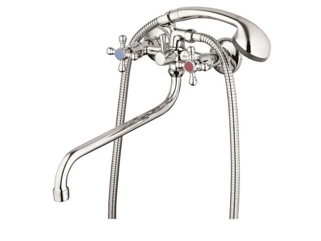 Смеситель для ванны вентильный тип I, серия 480 длинный поворотный S-излив. эксцентриков нет ECONOCE EC0480