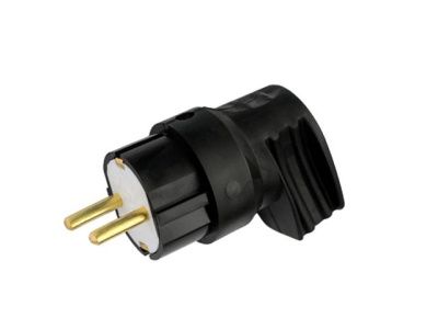 Вилка угловая (с/з, 16А, 250В) черная, Bylectrica В16-416