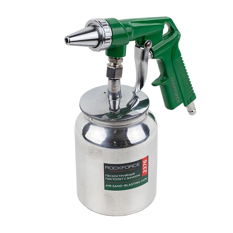 Пистолет пескоструйный пневматический с бачком 1 л, сопло 6.3, 300 л/мин, 6-8bar RockForce RF-2376