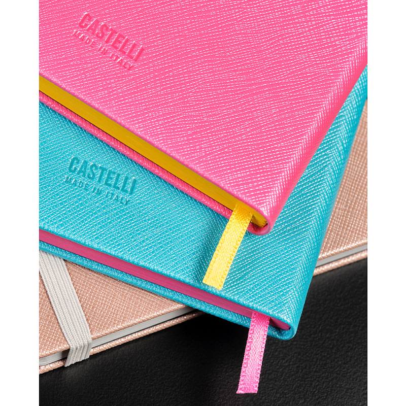 Блокнот "Shell turquoise", А5, 96 листов, голубой, срез розовый