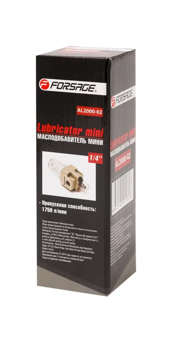 Лубрикатор маслодобовитель мини для пневмосистем Profi 1/4'' пропускная способность 1750л/мин Forsage F-AL2000-02