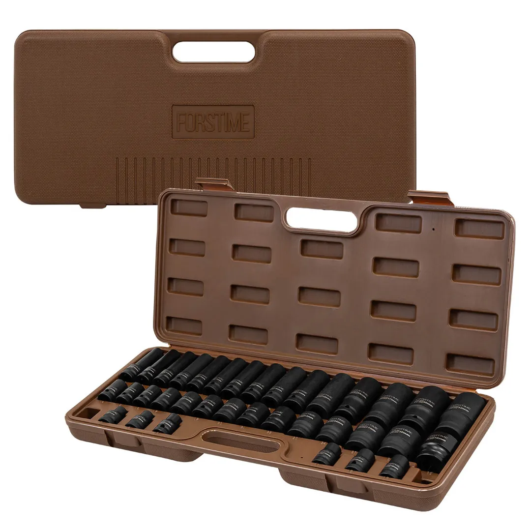 Набор головок 1/2" 35 пр., короткие 38 мм: 8-32 мм, глубокие 78 мм: 10-32 мм FORSTIME FT-4353-5K