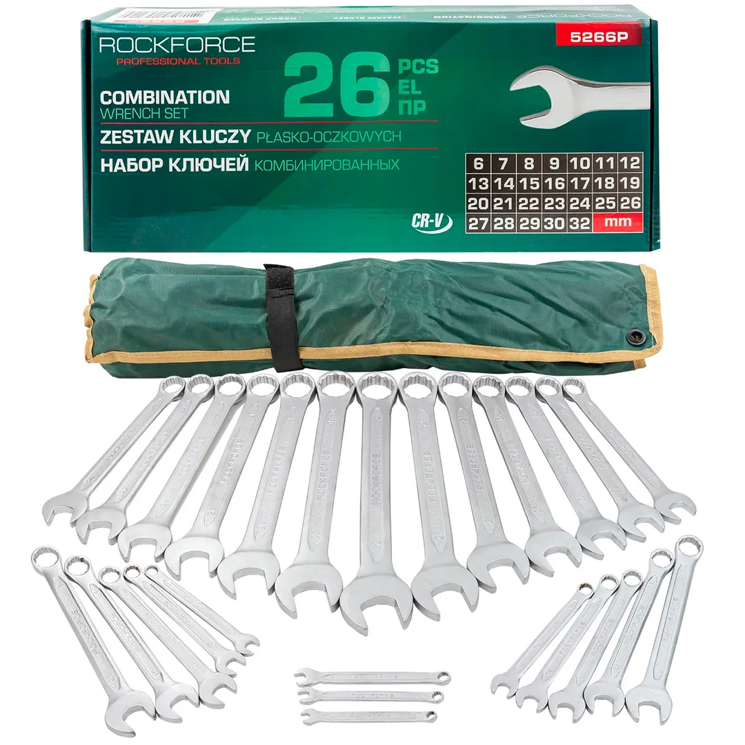 Набор ключей комбинированных 15-грд., 26 пр., 6-30, 32 мм, RockForce RF-5266P