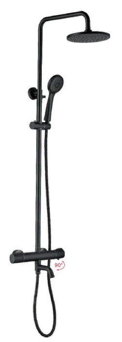 Душевая система с термостатическим смесителем с изливом и тропическим душем, цинк, черный Ledeme L2422B