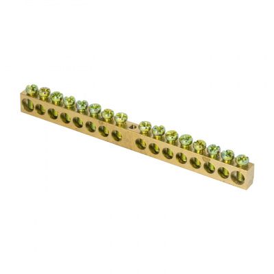 Шина PEN "ноль-земля" (8х12мм) 16 отверстий латунь крепеж по центру EKF PROxima sn0-125-16-c