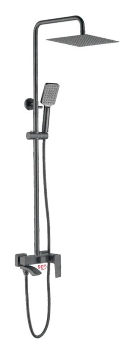 Душевая система встраиваемая со смесителем с изливом и тропическим душем, латунь, графит Ledeme L2478U