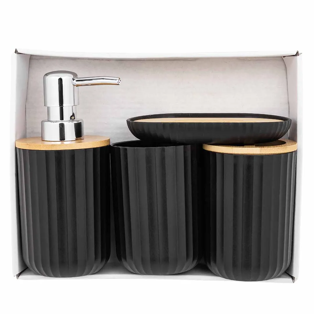 Набор для ванной комнаты 4 пр., мыльница, дозатор для мыла, подставка для зубных щеток, подставка для косметических аксессуаров La and Te beaute LT-BSP-5BK