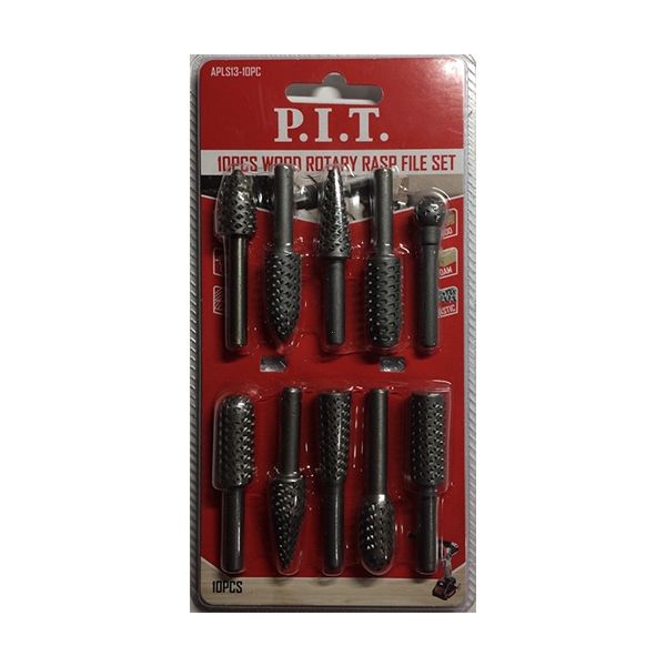 Набор шарошек стальных по дереву 10шт хвостовик 6 мм PIT APLS13-10PC