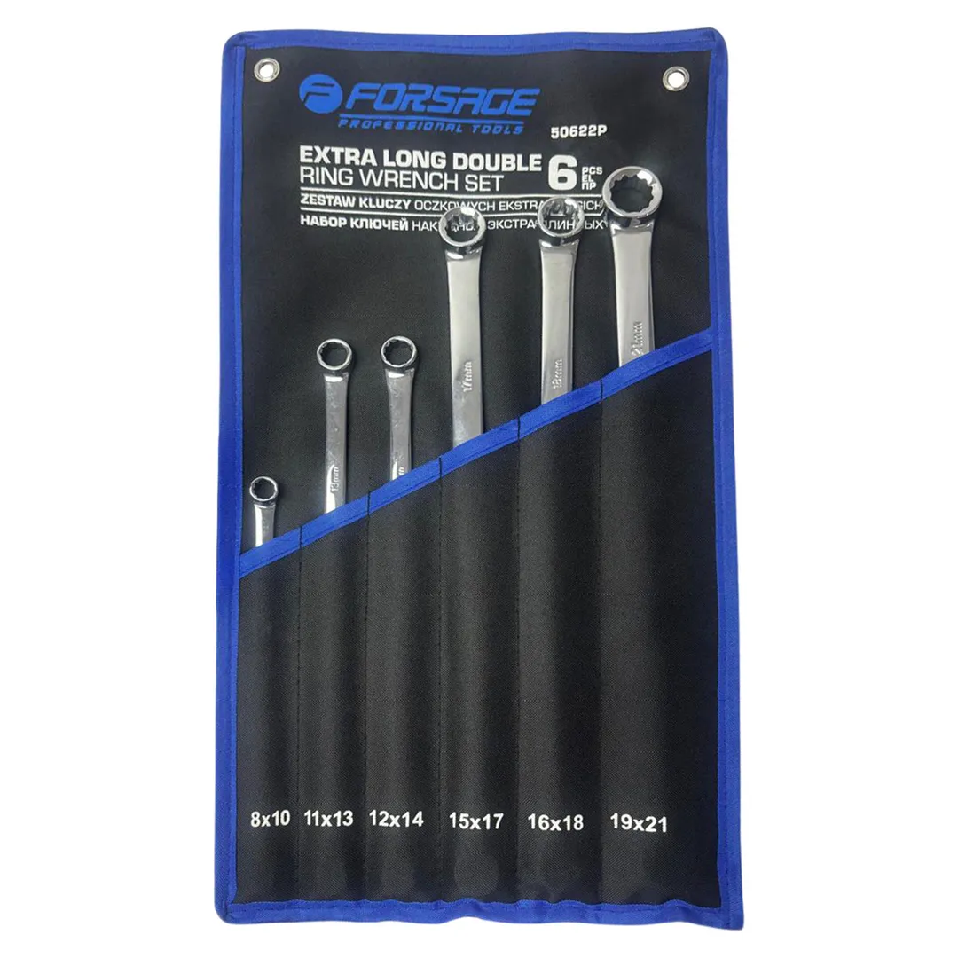 Набор ключей накидных экстра длинных 8х10-19х21 мм 6 пр Forsage F-50622P