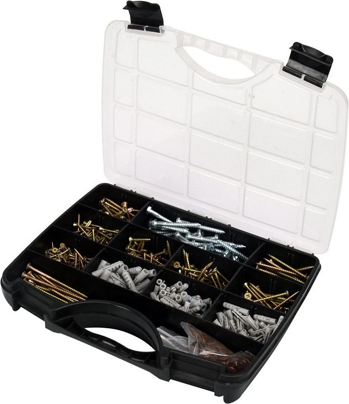 Набор шурупов с набором пластмассовых дюбелей 620 шт. Yato YT-36500