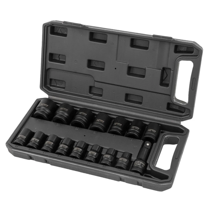 Набор ударных головок 8-27 мм 1/2'' 6 гр 16 пр, удлинитель 75 мм ILOforce IF-4179-5MPB