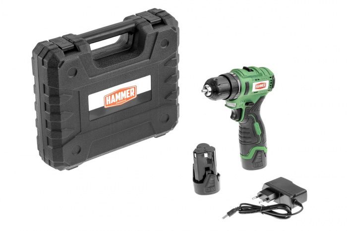 Аккум. дрель бесщ. ACD12BLC 12В 2x2Ач LiION 10мм 0-400/0-1350об/мин 32Нм в кейсе Hammer 827375