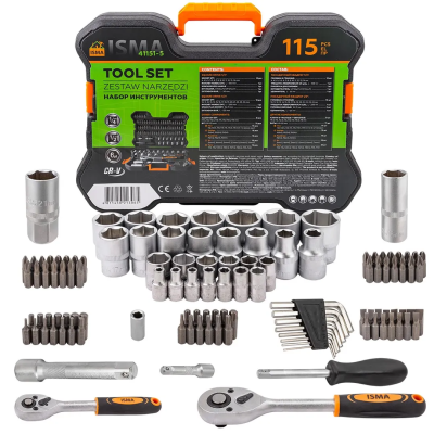 Набор инструментов 115 пр 1/4''&1/2'' 6-гр ISMA ISMA-41151-5