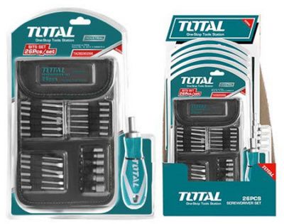 Отвертка реверсивная с набором TOTAL TACSD30266 (26 пр.)