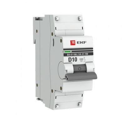 Автоматический выключатель 1P 10А (D) 10kA ВА 47-100 EKF PROxima mcb47100-1-10D-pro