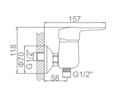 Смеситель для душа, латунь, хром Ledeme L2004