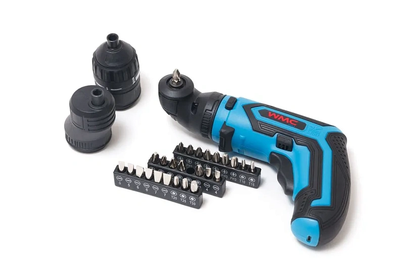Шуруповерт аккумуляторный с набором бит и аксессуаров 36пр 4V, 1.5Ah, 4Nm WMC TOOLS WMC-1036