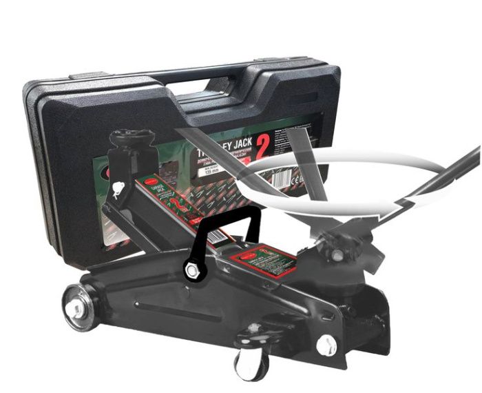 Домкрат подкатной 2 т, 140-340 мм с вращающейся ручкой 180° и резиновой накладкой RockForce RF-TH22005C