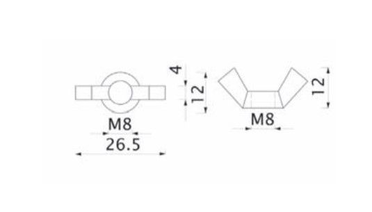 Гайка барашковая M8, упак 20 шт., AKS 115731
