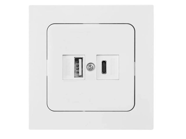 Розетка с двумя USB-разъемами скрытая белая, Astrum РП5-5562 Bylectrica РП5-5562