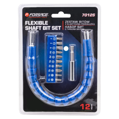 Набор бт PH, PZ. SL, Torx 1/4" в комплекте с гибким валом 12 пр Forsage F-7012S