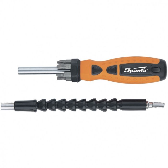 Отвертка телескопическая с набором бит, гибкий привод 8 пр. Sparta 115575