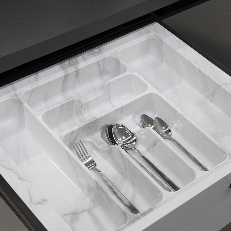 Лоток для столовых приборов 900 MARBLE 830*485, бело-серый мрамор AKS 125450