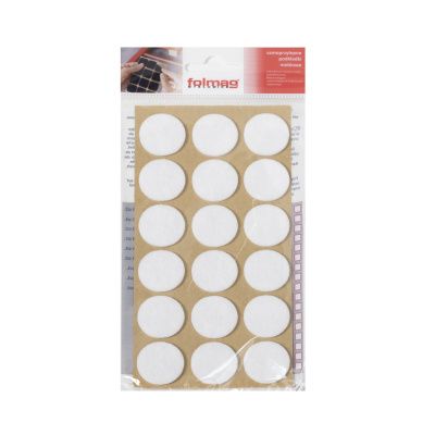Подкладка самоприлипающая фетровая d25мм (1лист-18шт) белая FOLMAG 110810
