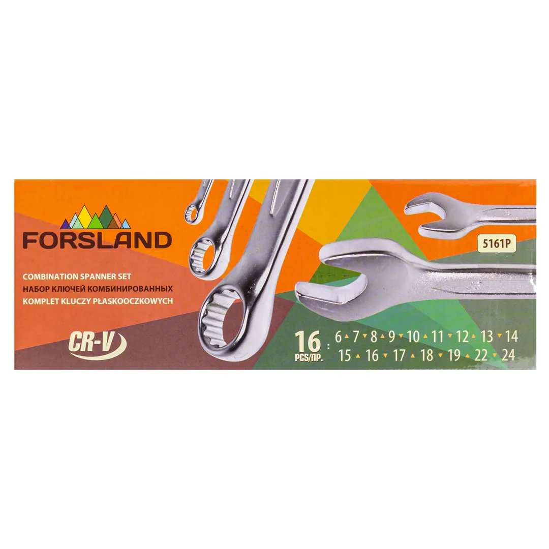 Набор ключей комбинированных 16 пр. 6-19, 22, 24 мм Forsland Forsland-5161P