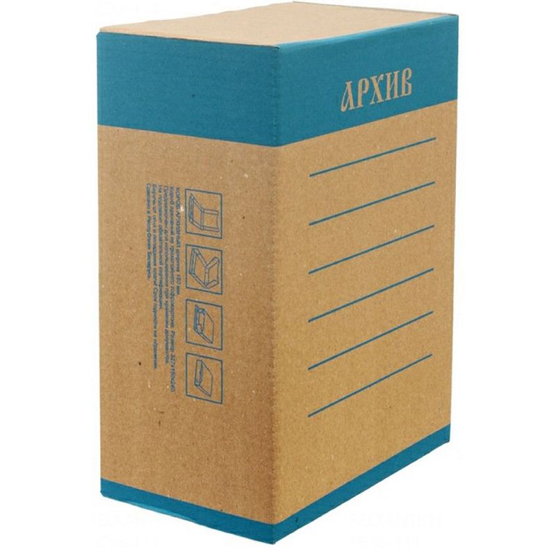 Коробка архивная "Эко", 150x327x240 мм, бурый, синий