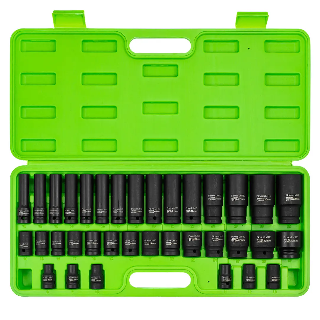 Набор головок 1/2" 35 пр., короткие 38 мм: 8-32 мм, глубокие 78 мм: 10-32 мм ForsLine FL-4353-5K