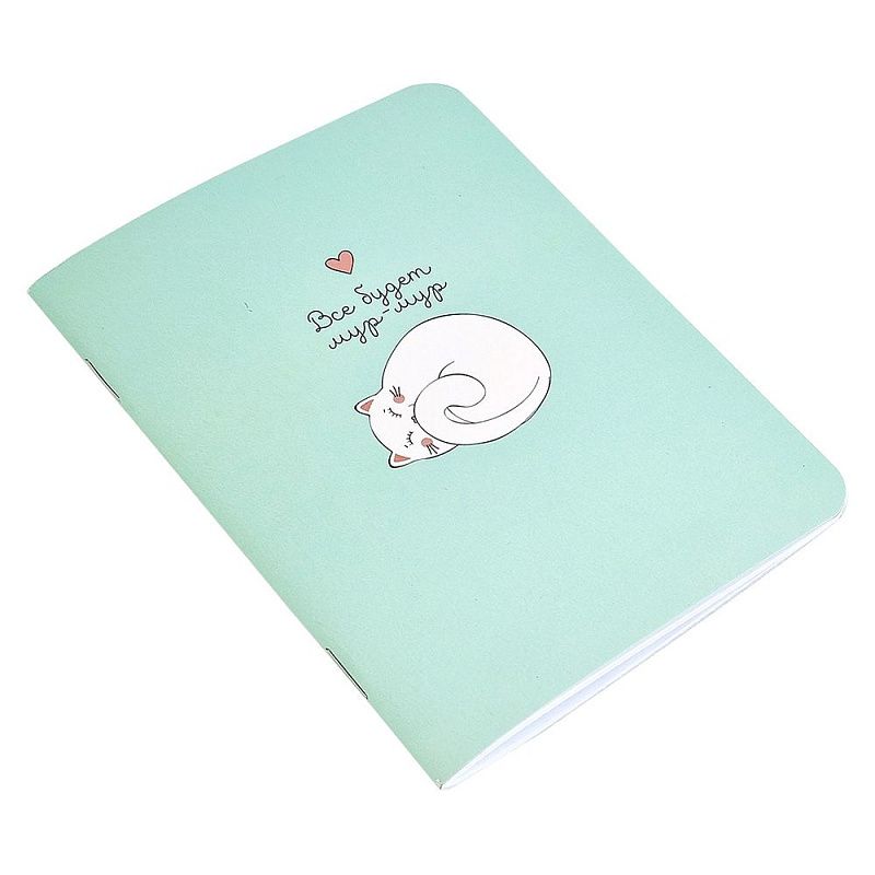 Блокнот "Mur-mur кот", А6, 32 листа, клетка, зеленый