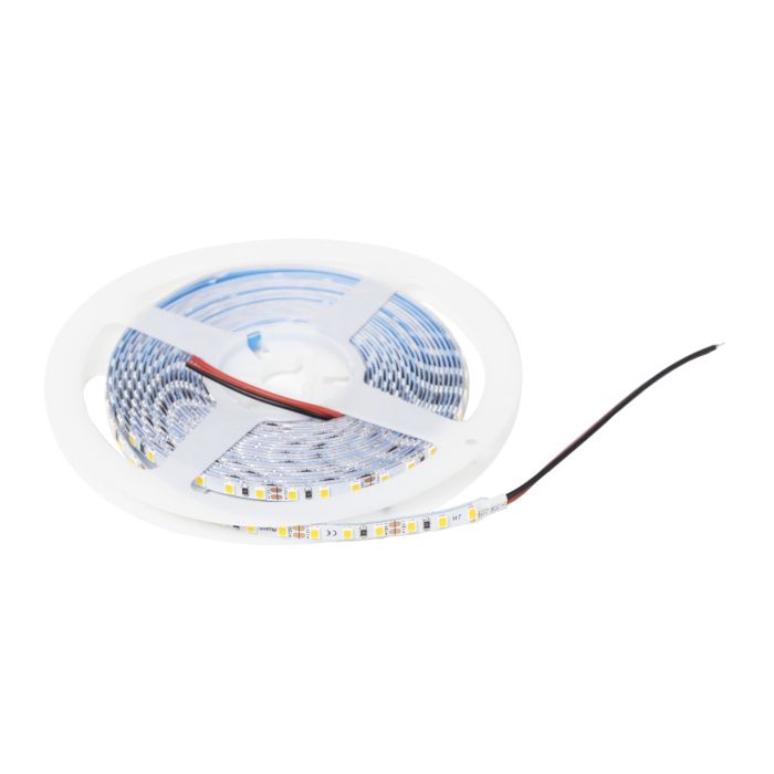 Лента светодиодная 9,6W/m, 12V, 5мм узкая, 2835, 120 д/м, IP20, нейтральный белый, 4000K, CRI>80, 1100 Lm, 5м, AKS 115314