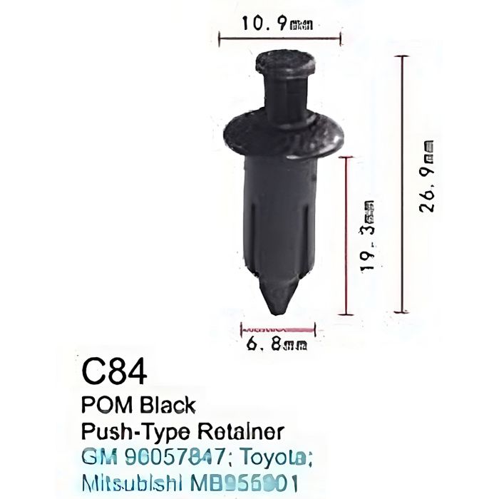 Клипса для крепления внутренней обшивки а/м Тойота пластиковая, 100 шт Forsage C0084Grey Black(Toyota)