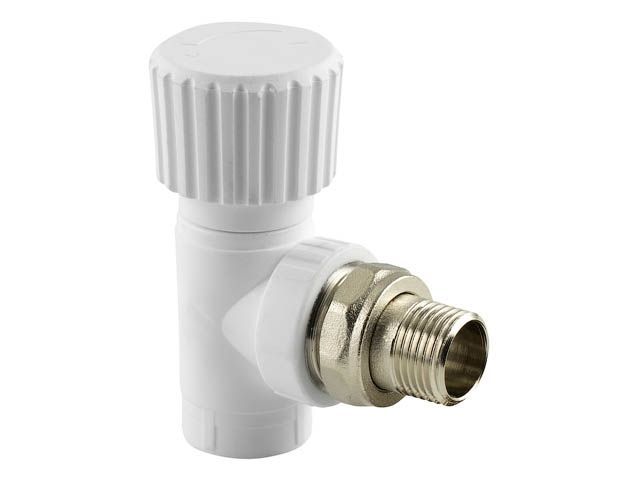 Кран вент. для радиатора ПП 20х1/2" угл., бел. РосТурПласт 10533