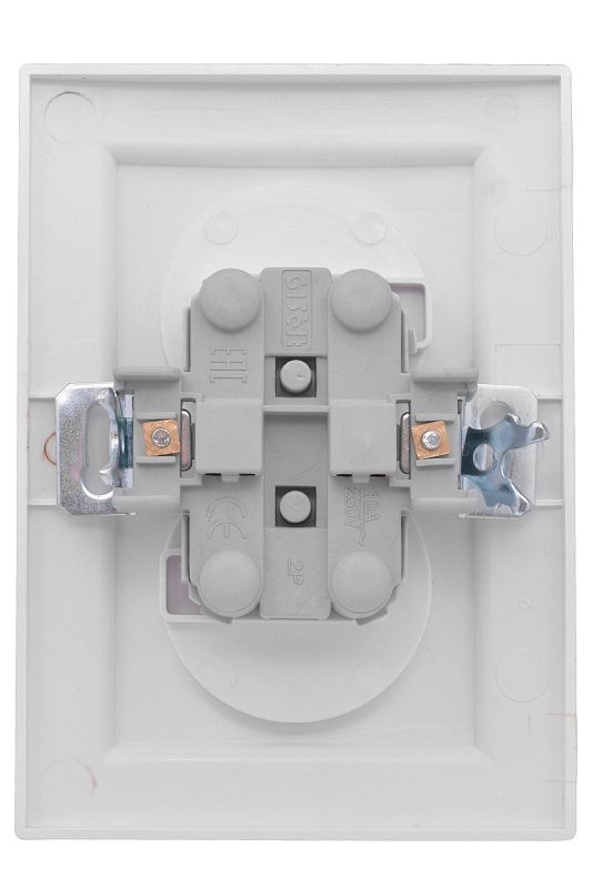 Минск Розетка 2-местная СП без заземления 10А белая с защ, штор, EKF Basic ERR10-102-100