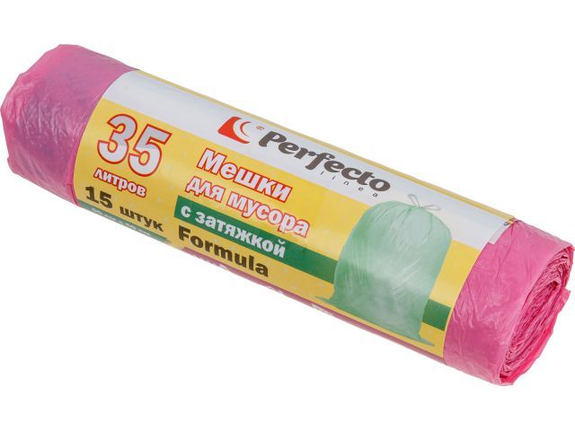 Мешки для мусора Formula с затяжкой, 35 л, 15 шт., PERFECTO LINEA 46-106090