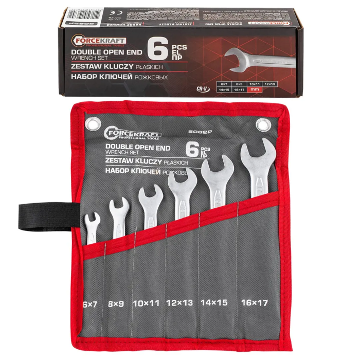 Набор рожковых ключей 6х7-16х17 мм 6 пр ForceKraft FK-5062P