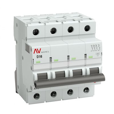 Выключатель автоматический AV-6 4P 16A (D) 6kA EKF AVERES mcb6-4-16D-av