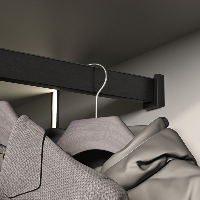 Штанга гардеробная прямоуг. FAME L-1000 с концевыми держателями, черный браш AKS 124830