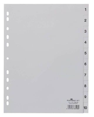 Разделитель "Durable", A4, 10 делений, серый