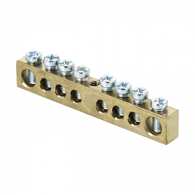 Шина PEN "ноль-земля" (6x9мм) 8 отверстий латунь крепеж по центру EKF PROxima sn0-63-08