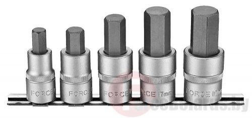 Набор головок-бит HEX на планке 5 пр. 1/2'' Force 4056