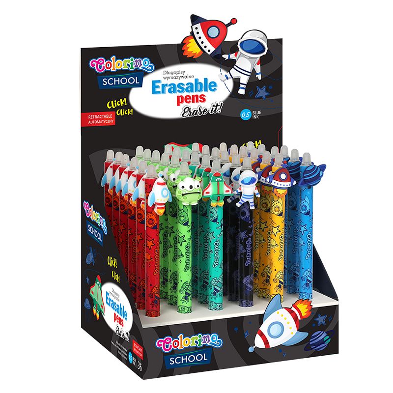 Ручка гелевая автоматическая "Space life пиши стирай", 0.5 мм, ассорти, стерж. синий