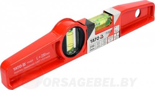 Уровень трапеция 250 мм алюминиевый 2 глазка бытовой Yato YT-30370