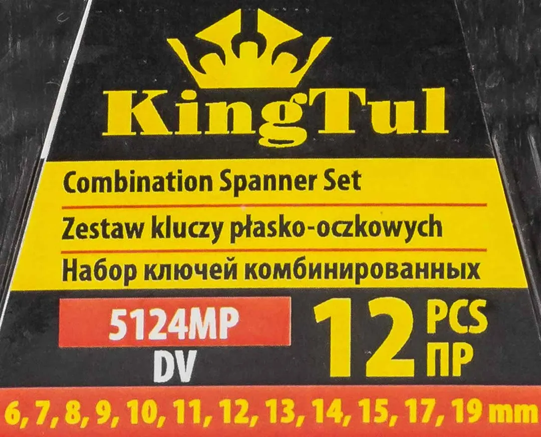 Набор комбинированных ключей 12 пр. 6-15, 17, 19 мм KINGTUL KT-5124MP DV